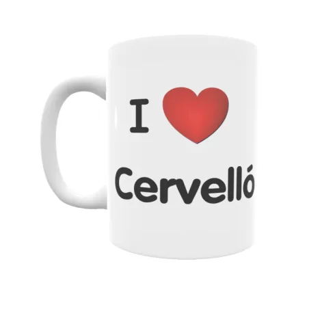 Taza - I ❤ Cervelló Regalo original y funcional. Taza personalizada de tu localidad.