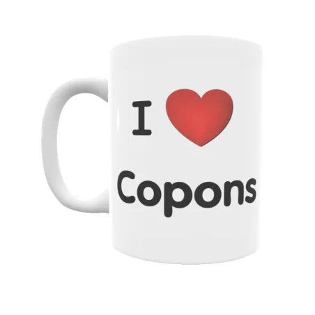 Taza - I ❤ Copons Regalo original y funcional. Taza personalizada de tu localidad.