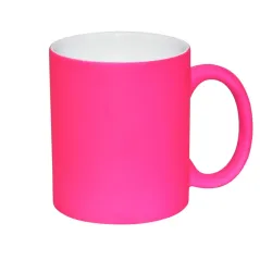 Taza cerámica flúor fucsia para personalizar con diseños y frases. Envío nacional 24/48.