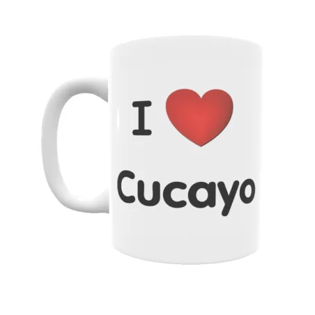 Taza - I ❤ Cucayo Regalo original y funcional. Taza personalizada de tu localidad.