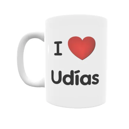 Taza - I ❤ Udías Regalo original y funcional. Taza personalizada de tu localidad.