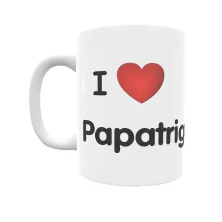 Taza - I ❤ Papatrigo Regalo original y funcional. Taza personalizada de tu localidad.