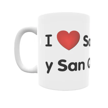 Taza - I ❤ Santaliestra y San Quílez Regalo original y funcional. Taza personalizada de tu localidad.