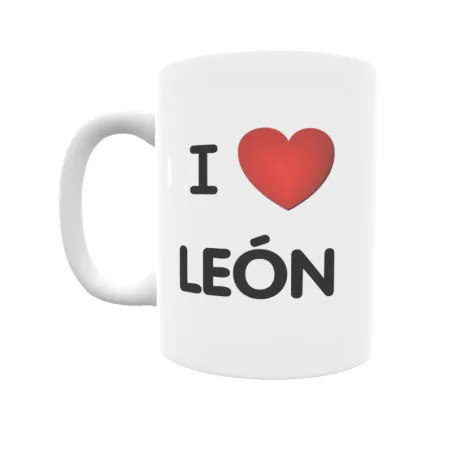 Taza - I ❤ León Regalo original y funcional. Taza personalizada de tu localidad.