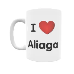 Taza - I ❤ Aliaga Regalo original y funcional. Taza personalizada de tu localidad.