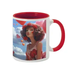 Taza cerámica roja personalizada con tu foto o diseño. Descuentos automáticos.