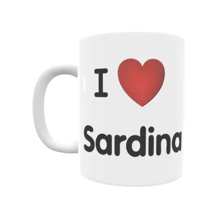 Taza - I ❤ Sardina Regalo original y funcional. Taza personalizada de tu localidad.