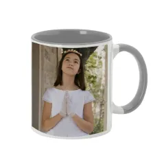 Taza cerámica gris personalizada con tu foto o diseño. Descuentos automáticos.