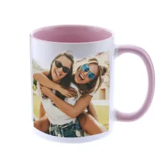 Taza cerámica rosa personalizada con tu foto o diseño. Descuentos automáticos.