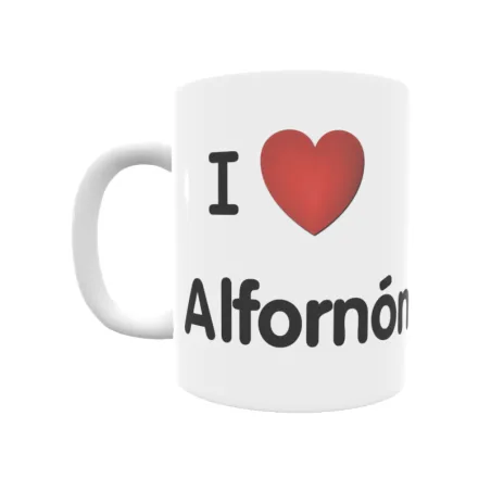 Taza - I ❤ Alfornón Regalo original y funcional. Taza personalizada de tu localidad.