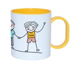 Tazas de plástico personalizada amarilla. Perfectas para personalizar con fotos o diseños. Descuentos automáticos.