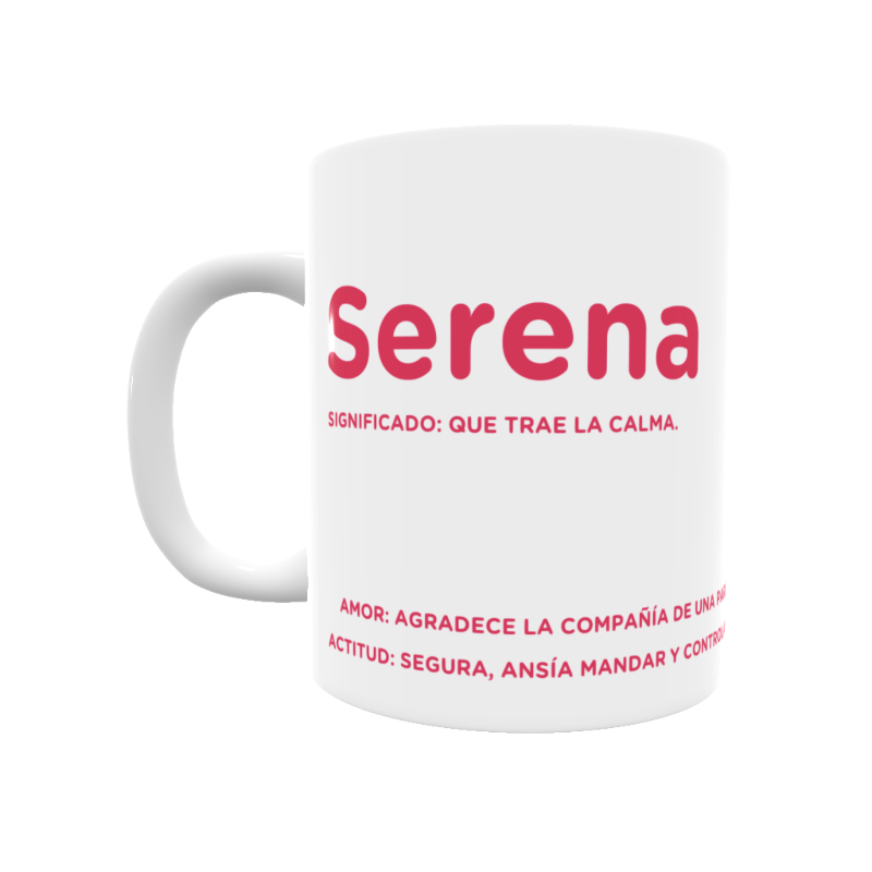 Taza con el significado del nombre Serena.
