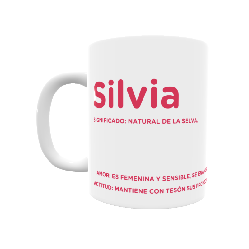 Taza con el significado del nombre Silvia.