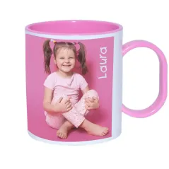 Tazas de plástico personalizada rosa. Perfectas para personalizar con fotos o diseños. Descuentos automáticos.