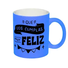 Taza cerámica flúor azul para personalizar con diseños y frases. Envío nacional 24/48.