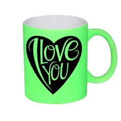 Taza cerámica flúor verde para personalizar con diseños y frases. Envío nacional 24/48.