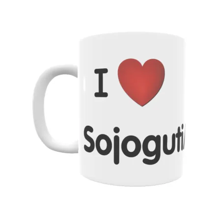 Taza - I ❤ Sojoguti/Soxoguti Regalo original y funcional. Taza personalizada de tu localidad.