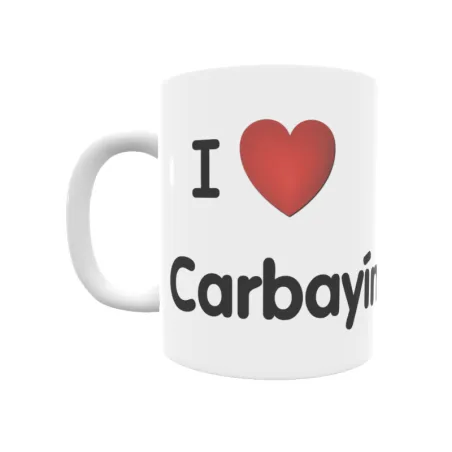 Taza - I ❤ Carbayín Regalo original y funcional. Taza personalizada de tu localidad.