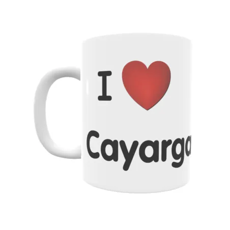 Taza - I ❤ Cayarga Regalo original y funcional. Taza personalizada de tu localidad.