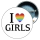 Chapa 58 mm I love girls - Gay - Bandera Gay - Orgullo gay - Pride