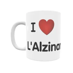 Taza - I ❤ L'Alzinar Regalo original y funcional. Taza personalizada de tu localidad.