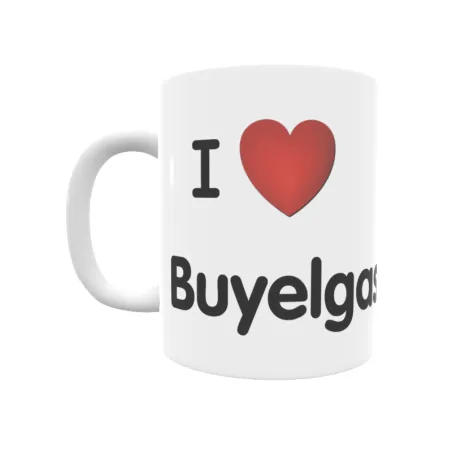 Taza - I ❤ Buyelgas Regalo original y funcional. Taza personalizada de tu localidad.