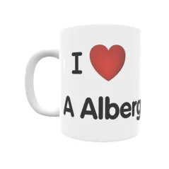 Taza - I ❤ A Alberguería Regalo original y funcional. Taza personalizada de tu localidad.