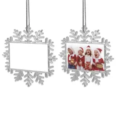 Colgante adorno navideño en forma de copo personalizado por ambas caras con foto o diseño.