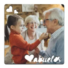 Imán troquelado abuelos de madera MDF con acabado de alta definición, personalizable con fotos, textos o diseños únicos