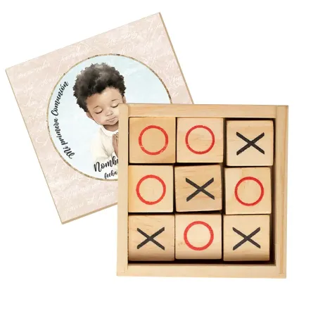 ¡Tres en raya de madera personalizado para comunión niño con nombre y fecha! Envío rápido 24/48 h.