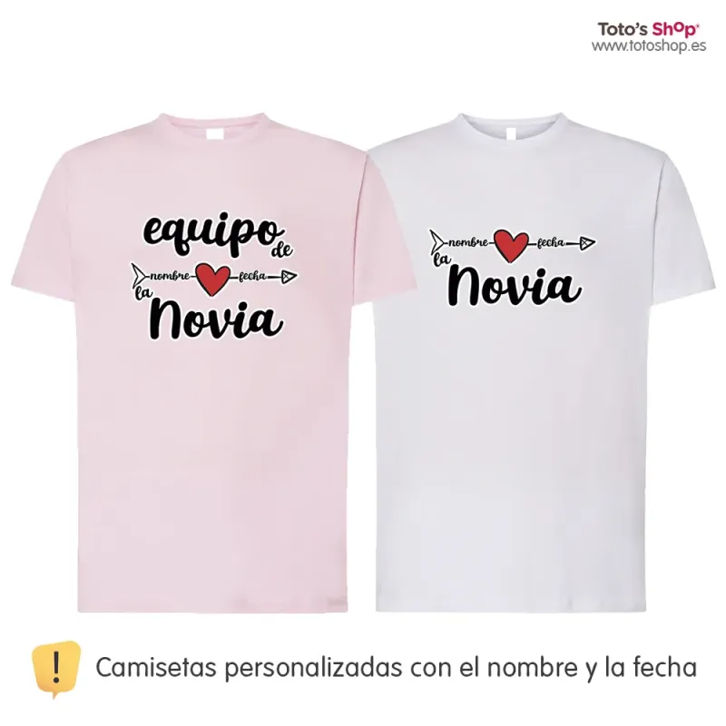 Camiseta despedida de soltera 💃 personalizada con nombre y fecha. El equipo de la novia.