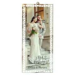 Marcapáginas metálico personalizado con fotos, diseños y textos. Especial boda.