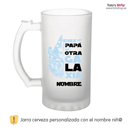 Jarra cerveza personalizada día del padre ✨ Papá de otra galaxia. ¡Personaliza con 💡 nombre!