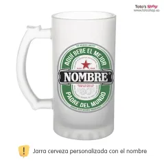 Jarra cerveza personalizada día del padre ✨ Heineken - Mejor papá. ¡Personaliza con 💡 nombre!