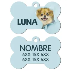 Chapa / Placa perro - 2 Caras (L) - Hueso