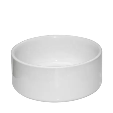 Comedero de cerámica blanca personalizado para mascotas con impresión a todo color. añade nombre, foto, dibujo o logotipo