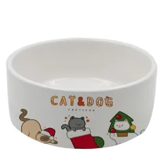 Comedero de cerámica blanca personalizado para mascotas con impresión a todo color. añade nombre, foto, dibujo o logotipo