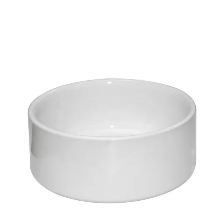 Comedero de cerámica blanca personalizado para mascotas con impresión a todo color. añade nombre, foto, dibujo o logotipo