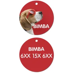 Chapa / Placa perro - 2 Caras - Redonda