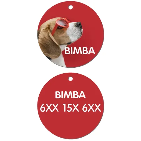 Chapa / Placa perro - 2 Caras - Redonda