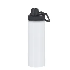 Bidón de aluminio blanco de 800 ml, personalizable a todo color con fotos, nombre o logo. Libre de BPA y con cierre seguro