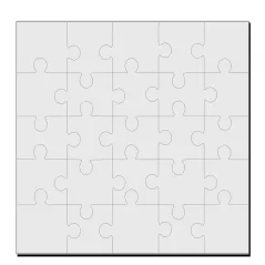 Puzzle portafotos en madera personalizable con fotos, diseños, logotipos o textos a todo color. 25 piezas