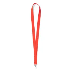 Lanyard rojo personalizado con logos, diseños a todo color. Eventos, congresos, acreditaciones, etc Envío rápido.