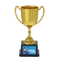 Trofeo dorado personalizado a todo color barato. Eventos, premios, fin de temporada.
