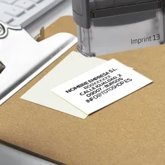 El sello automático personalizado 56×21 mm, ideal para 4-5 líneas de texto y logotipo