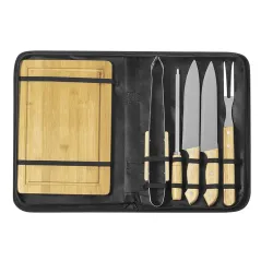 Set de Barbacoa Personalizado – 6 Accesorios de Acero y Madera