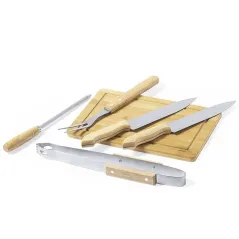 Set de Barbacoa Personalizado – 6 Accesorios de Acero y Madera