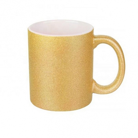 Taza personalizada con fotos y textos. Glitter - Purpurina Dorado