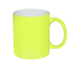 Taza cerámica flúor amarillo para personalizar con diseños y frases. Envío nacional 24/48.